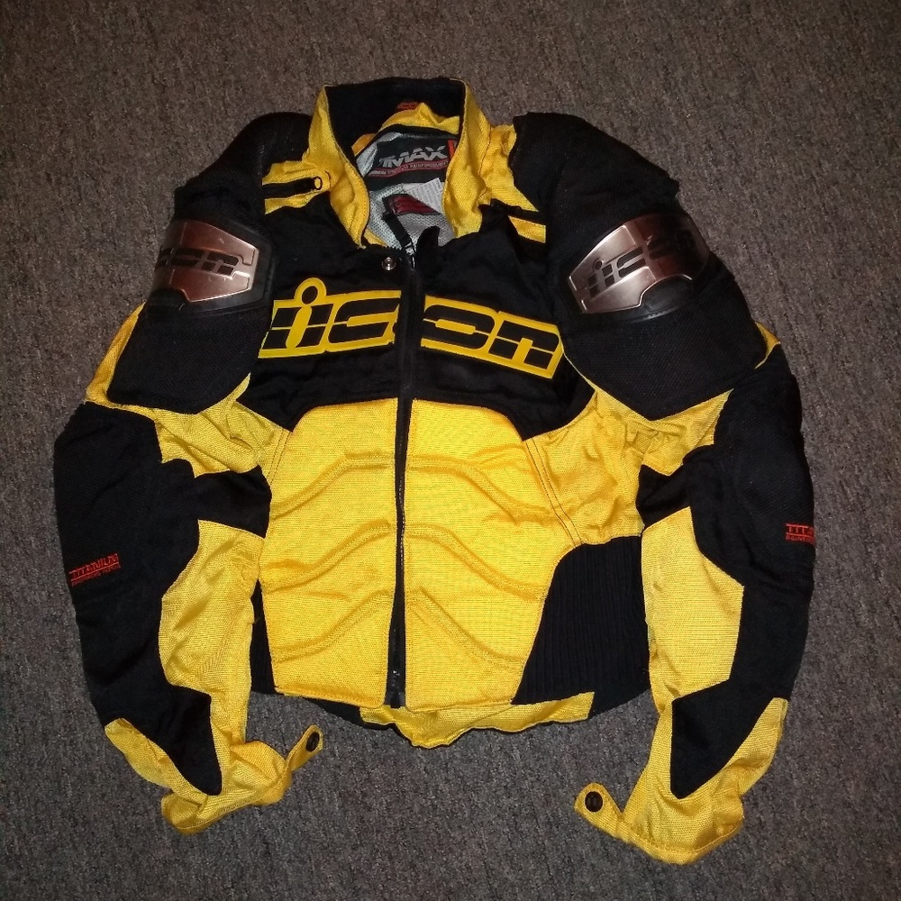 Mens Icon titanium padded motorcycle jacket